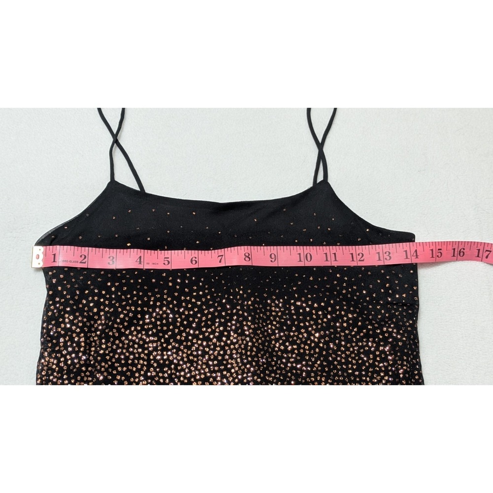 vtg Wet Seal slip dress sparkle black small  asymmetrical‎ hem midi spaghetti - Picture 10 of 13